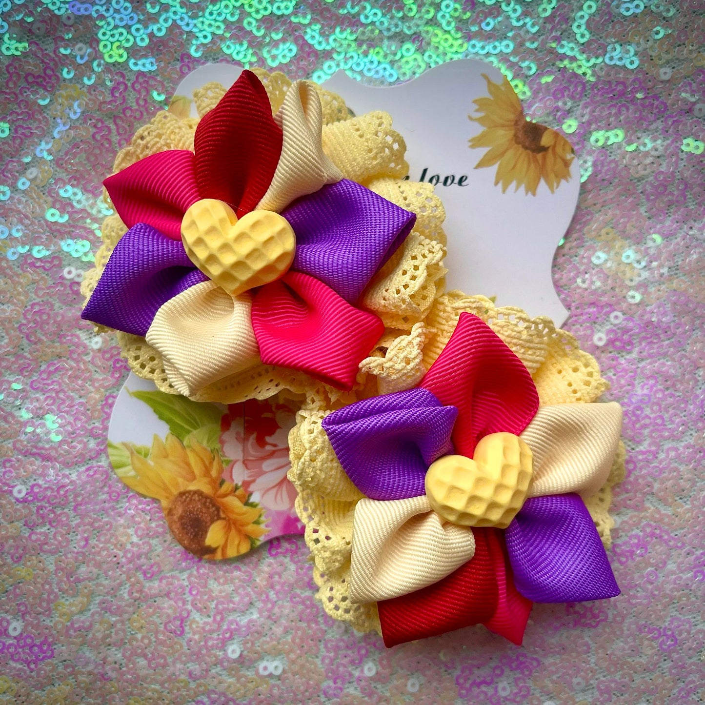 Valentien's day mini flower clip set