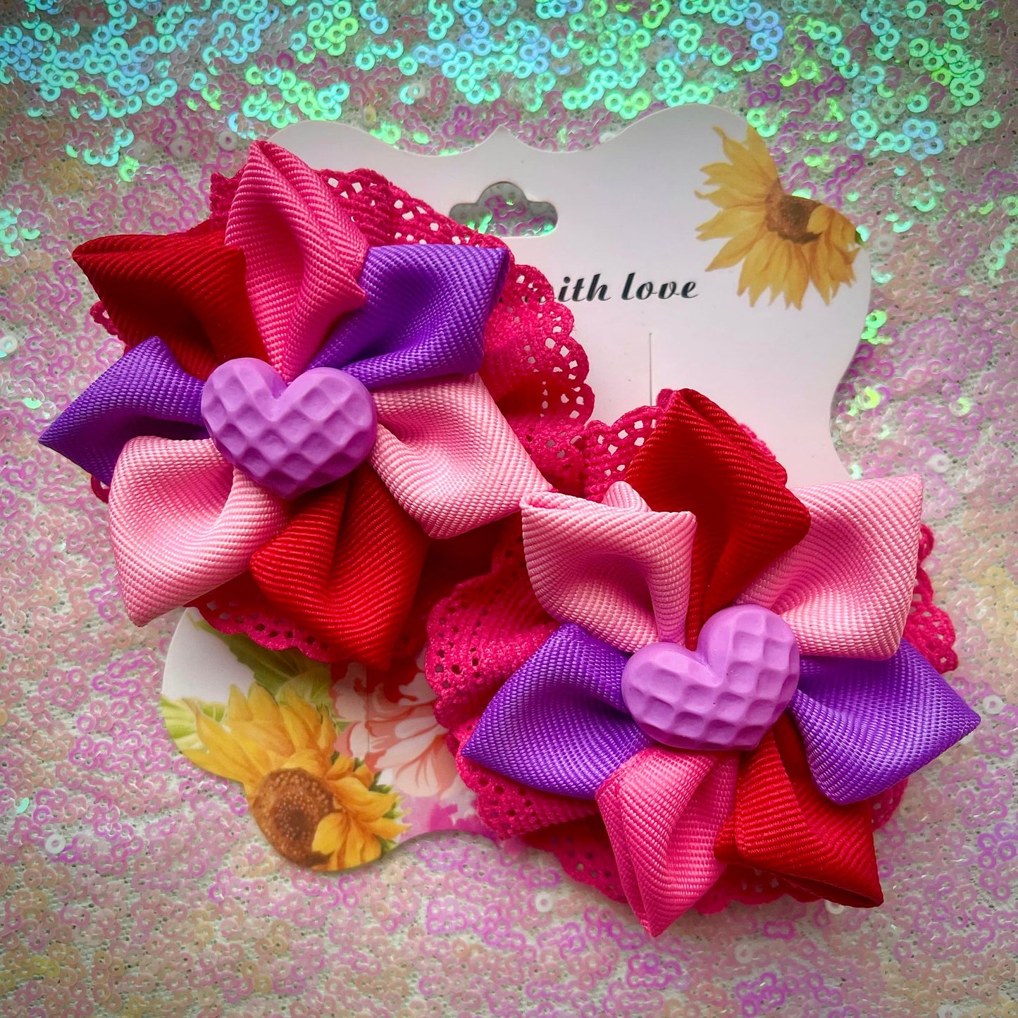 Valentien's day mini flower clip set