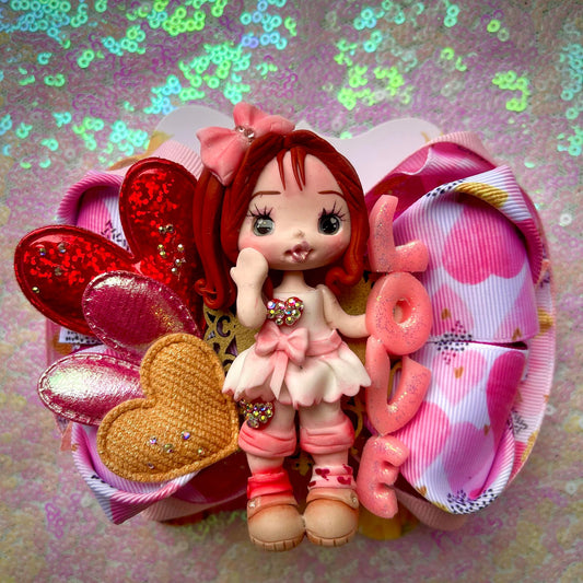 Valentine's day pink doll bow