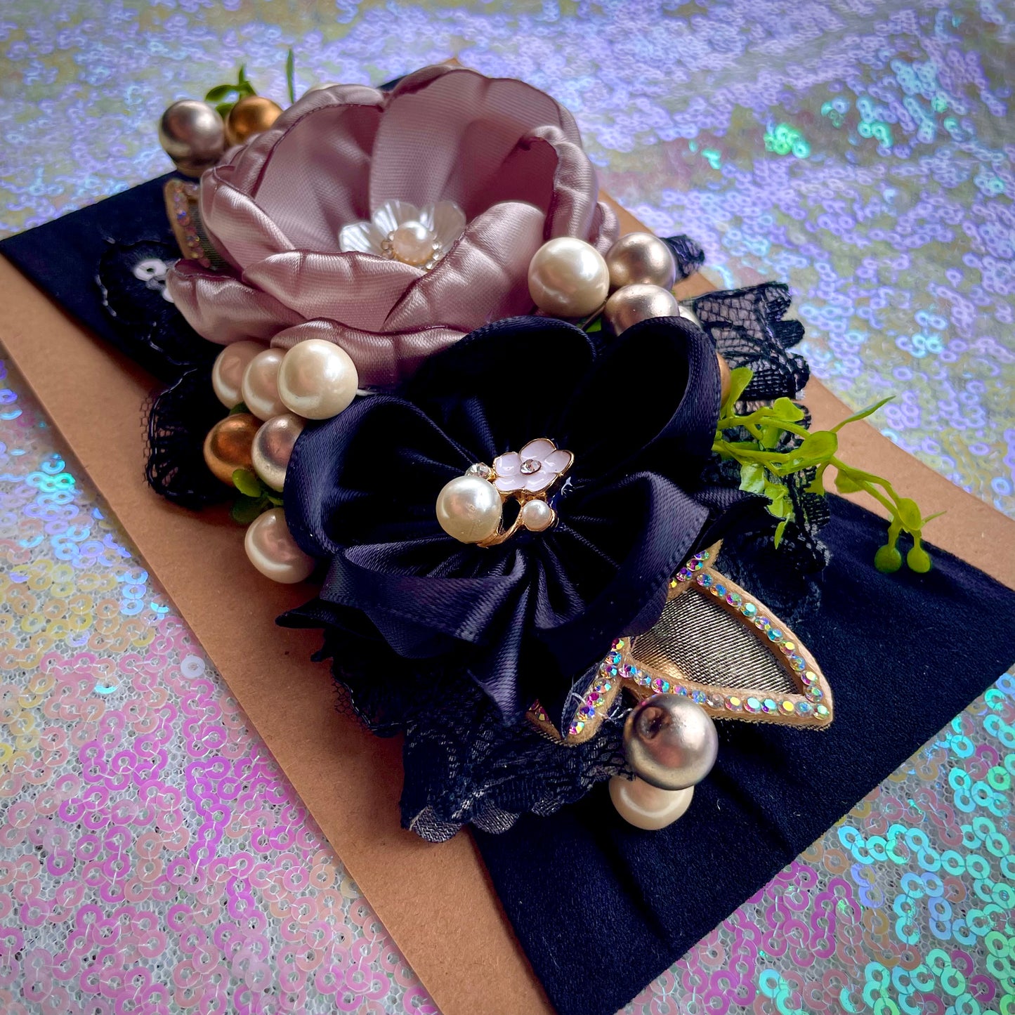 Baby headwrap in black and rose shades