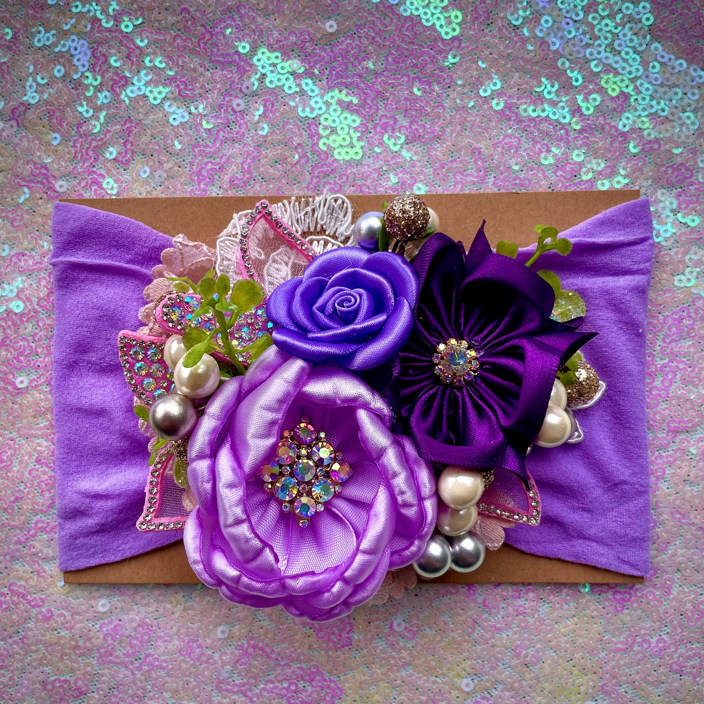 Baby headwrap in purple shades