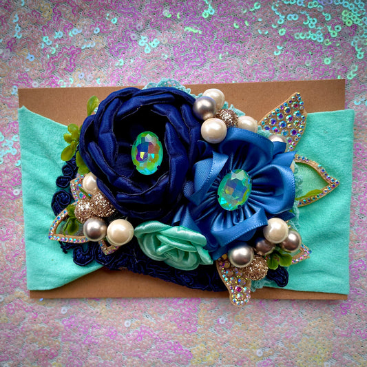 Baby headwrap in blue shades