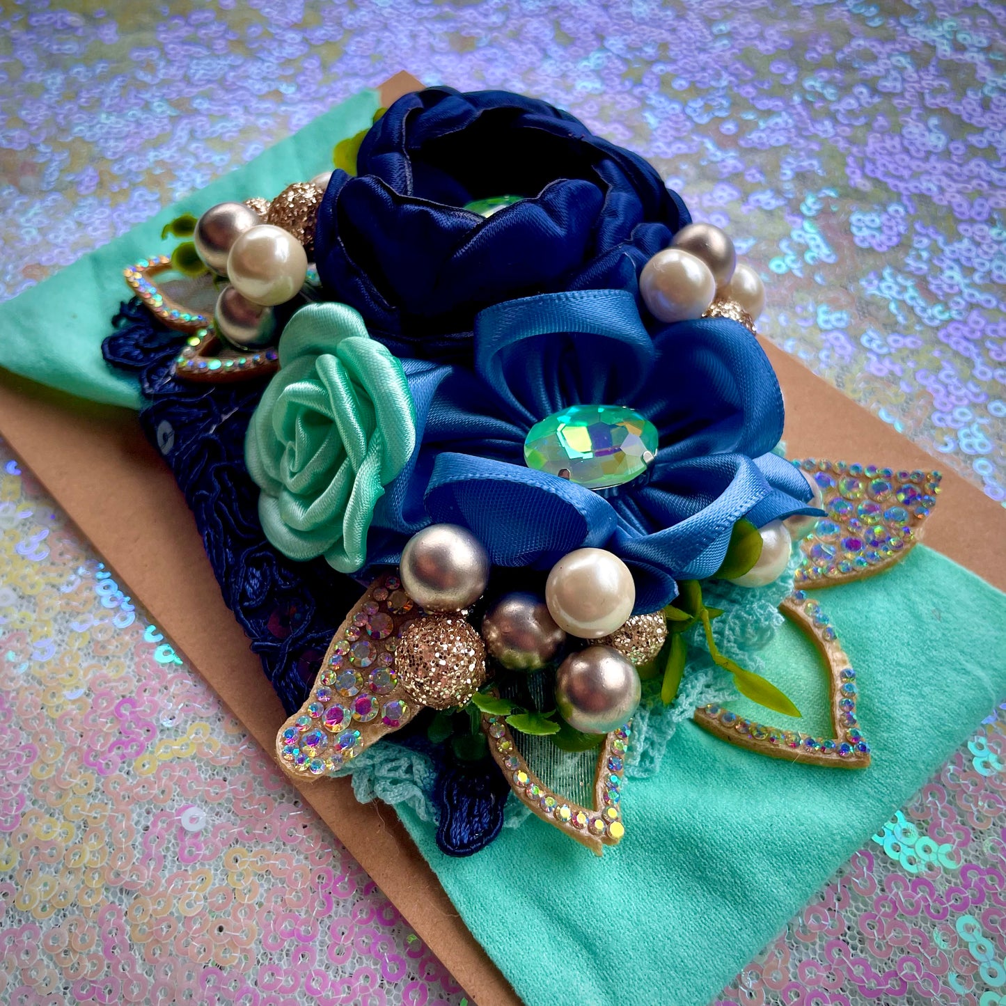 Baby headwrap in blue shades